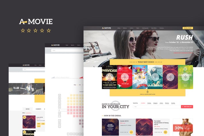 A.Movie — Cinema/Movie HTML LESS Template