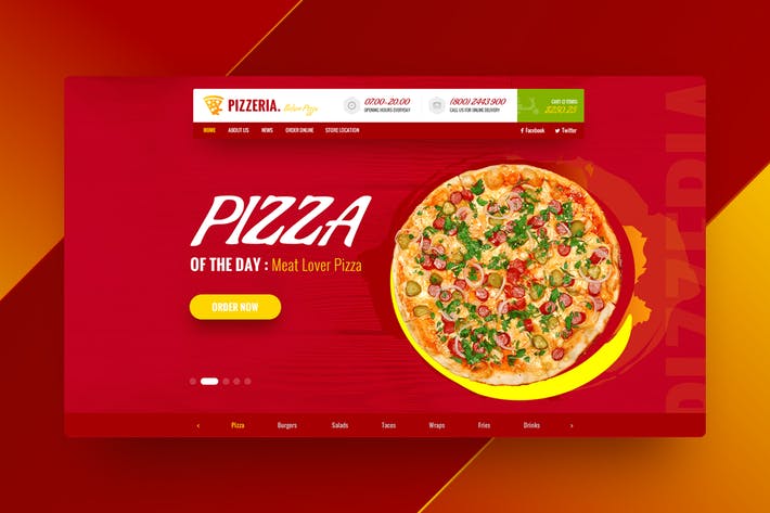Pizzeria - Food Hero Header Template