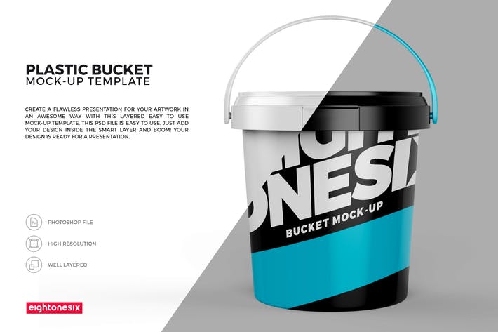Plastic Bucket Mock-Up Template