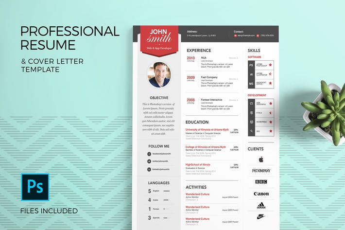 Professional Resume Template & Cover Letter