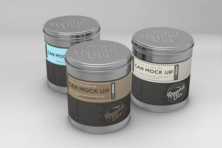 Round Tin Cans Vol.1 Packaging Mock Ups