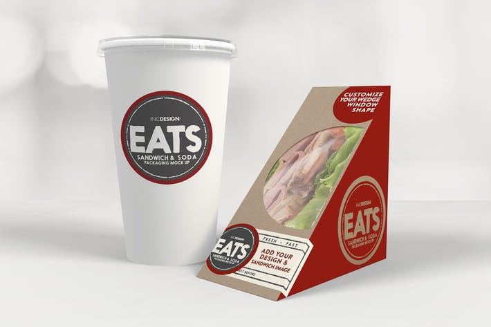 Sandwich Wedge and Soda Paper Cups MockUp Set