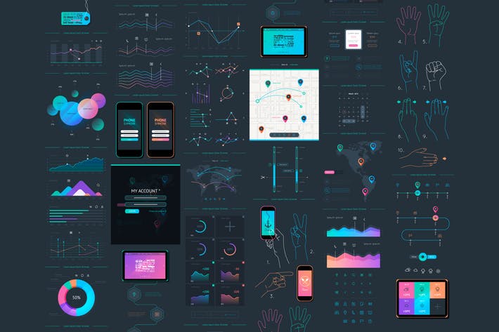 vector elements of infographics and user interface